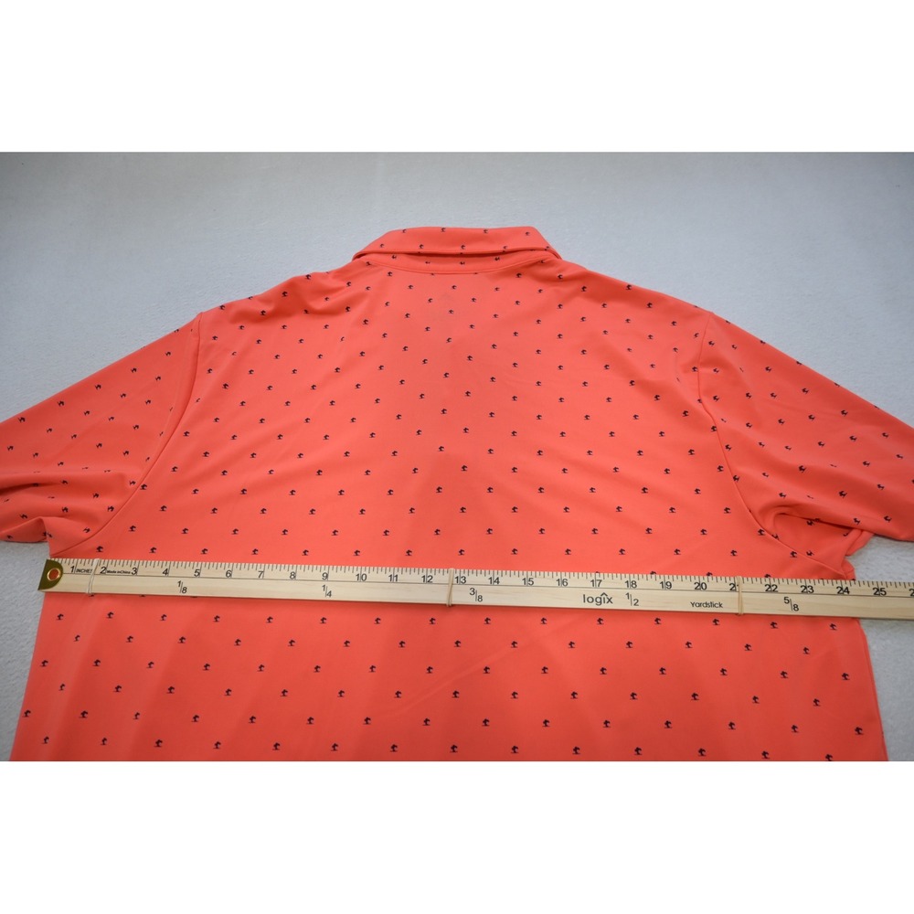 Adidas Golf Polo Men XL Orange Palm Tree Print Primegreen Performance Shirt - Picture 10 of 11